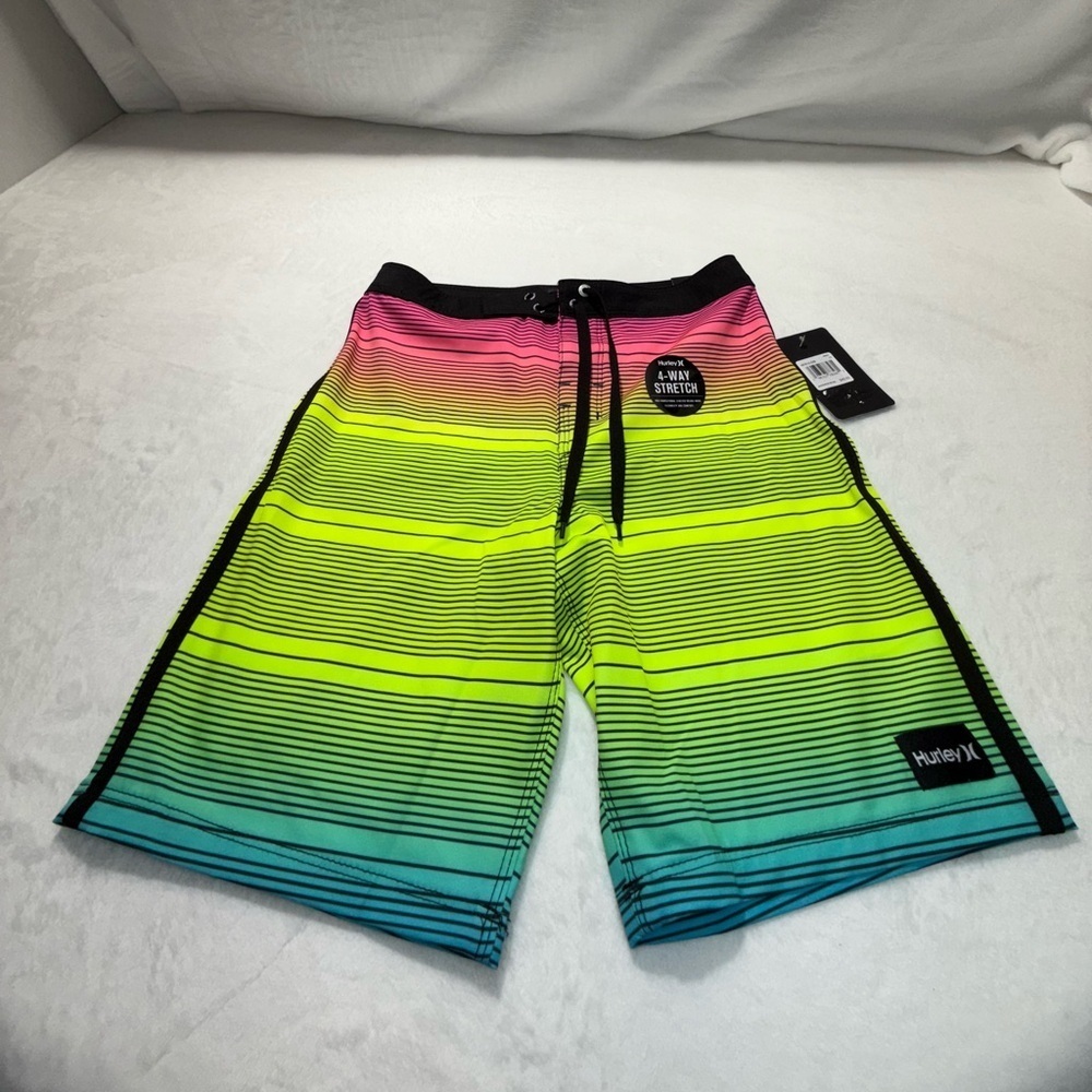 NWT Hurley Boys Board Swim Shorts - Pink, Yellow, Blue